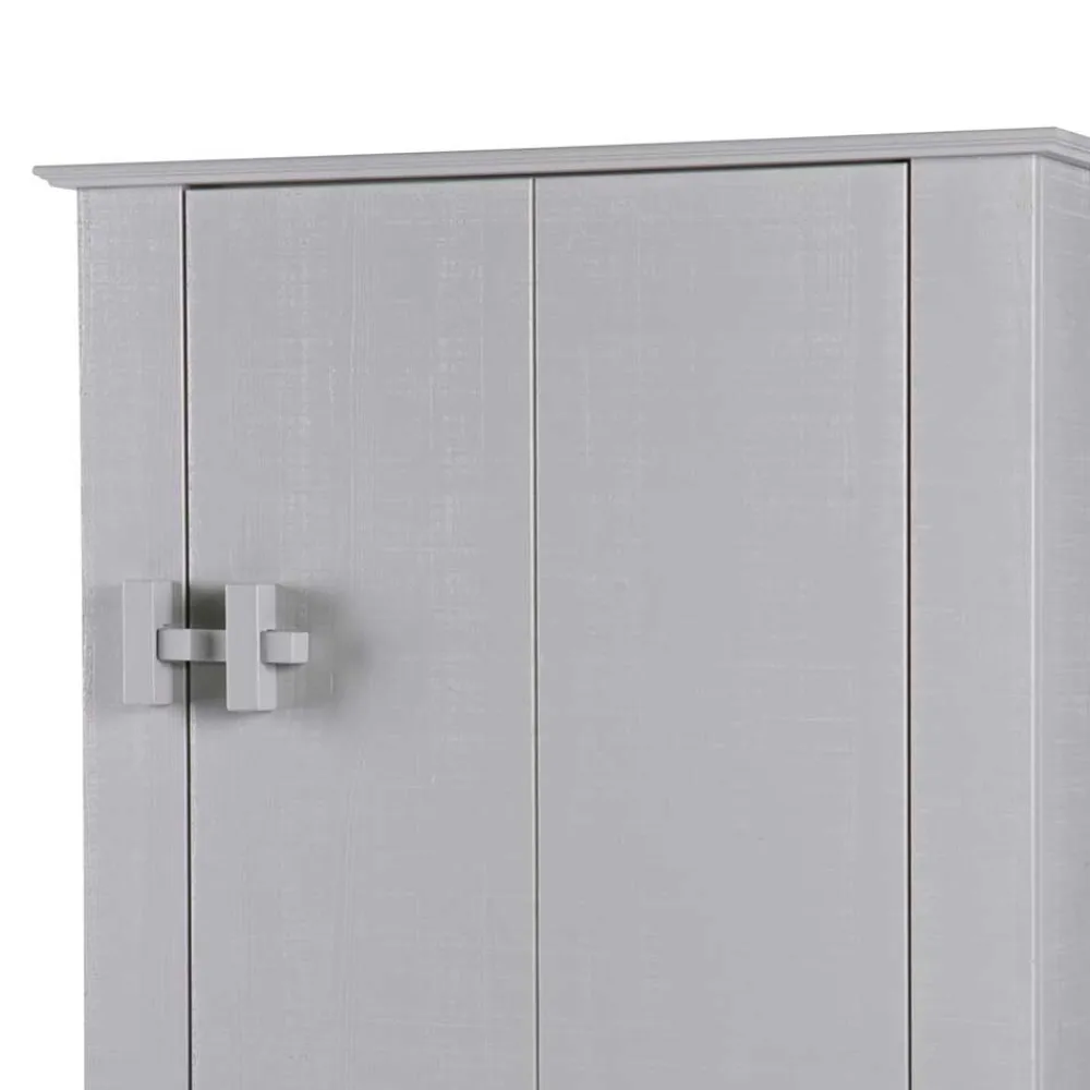 Wohnen Massivholzmöbel|Loft Möbel*1-türiger Kiefer Schrank in hellem Grau - Ennyano