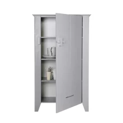 Wohnen Massivholzmöbel|Loft Möbel*1-türiger Kiefer Schrank in hellem Grau - Ennyano