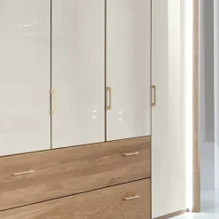 Wohnen 5-türiger Kleiderschrank Anglesia in Creme und Eiche