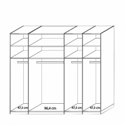 Wohnen 5-türiger Kleiderschrank Anglesia in Creme und Eiche