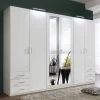 Wohnen Kleiderschränke*6-türiger Kleiderschrank in Weiß mit Spiegel - Furcia