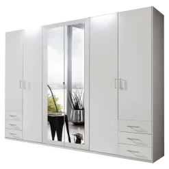 Wohnen Kleiderschränke*6-türiger Kleiderschrank in Weiß mit Spiegel - Furcia