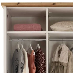Wohnen Kleiderschränke|Kleiderschränke*3-türiger Kleiderschrank in Weiß & Eiche Dekor - Malvissa