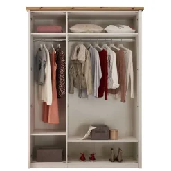 Wohnen Kleiderschränke|Kleiderschränke*3-türiger Kleiderschrank in Weiß & Eiche Dekor - Malvissa