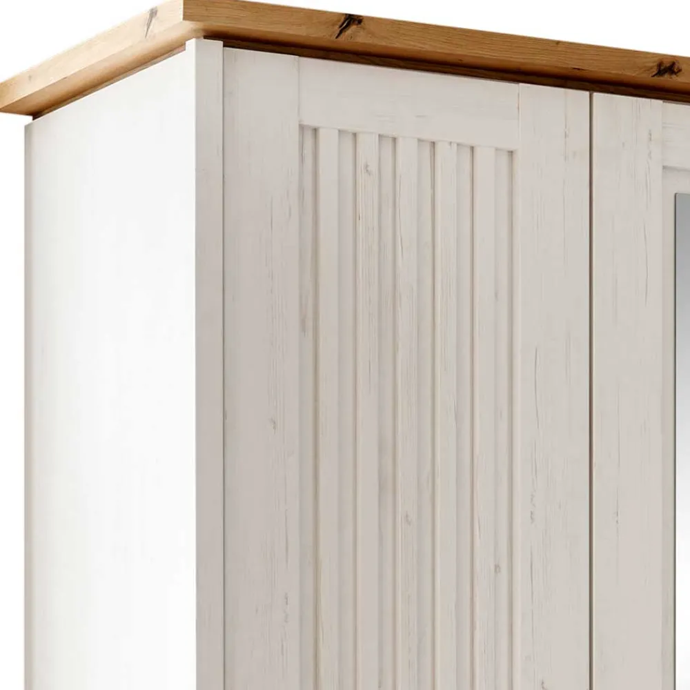 Wohnen Kleiderschränke|Kleiderschränke*3-türiger Kleiderschrank in Weiß & Eiche Dekor - Malvissa