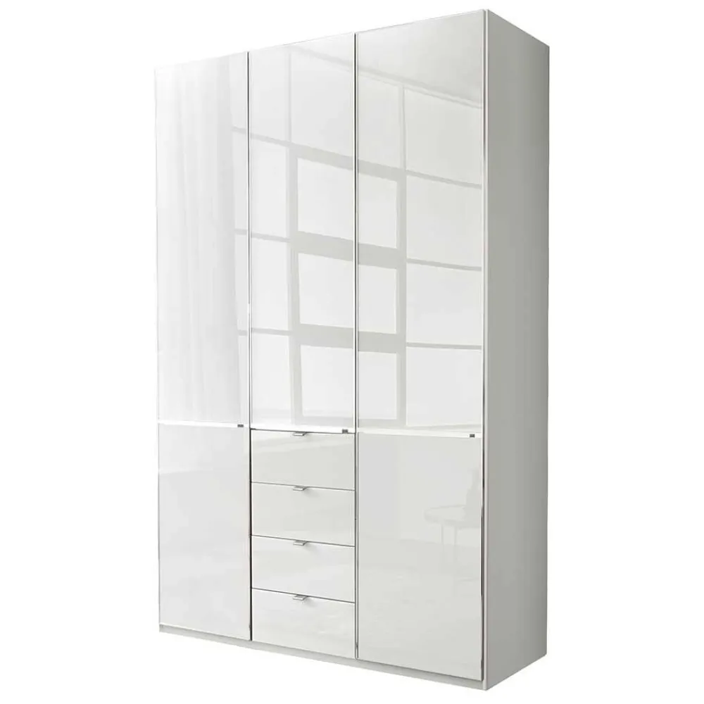 Wohnen 3-türiger Kleiderschrank in Weiß Glasfront - Rocca