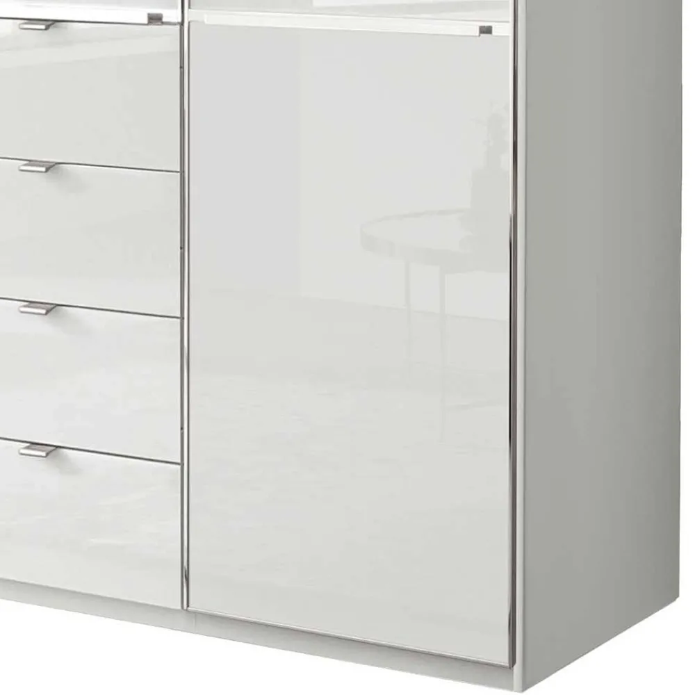 Wohnen 3-türiger Kleiderschrank in Weiß Glasfront - Rocca