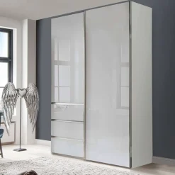 Wohnen 2-türiger Kleiderschrank in Weiß Glas - Heralisa