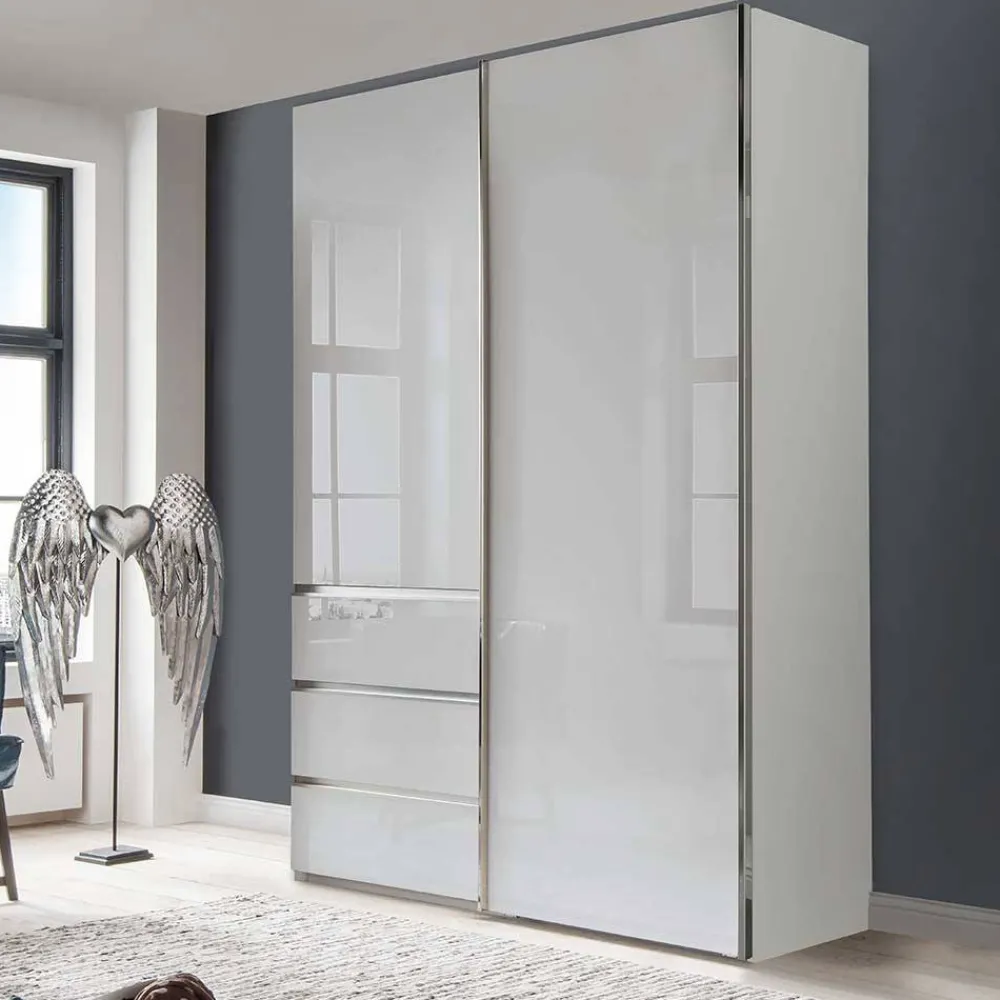 Wohnen 2-türiger Kleiderschrank in Weiß Glas - Heralisa