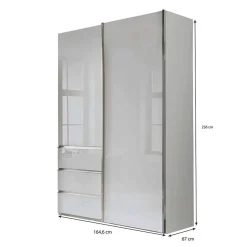 Wohnen 2-türiger Kleiderschrank in Weiß Glas - Heralisa