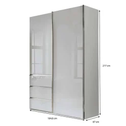 Wohnen 2-türiger Kleiderschrank in Weiß Glas - Heralisa