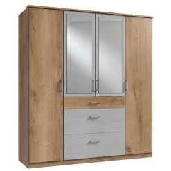 Wohnen 4-türiger Kleiderschrank in Plankeneiche NB - Anca