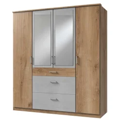 Wohnen 4-türiger Kleiderschrank in Plankeneiche NB - Anca