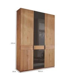 Wohnen 3-türiger Kleiderschrank in Erle teilmassiv - Hung