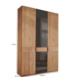 Wohnen 3-türiger Kleiderschrank in Erle teilmassiv - Hung