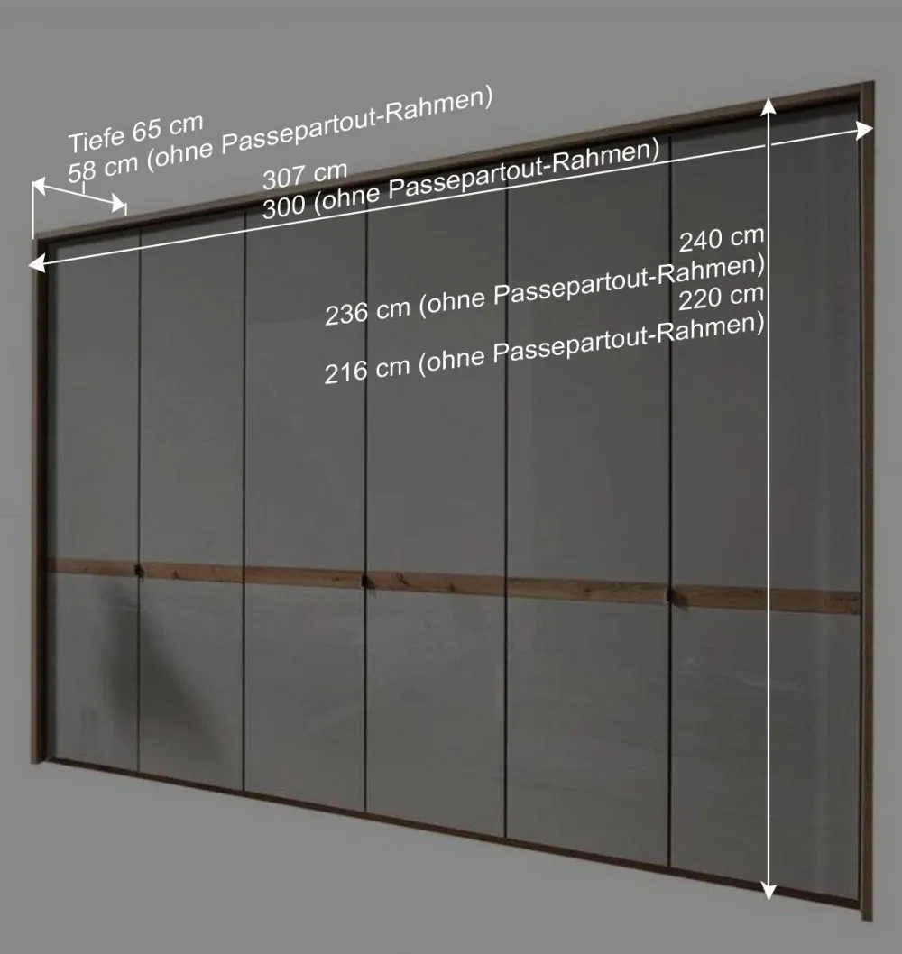 Wohnen Schränke|Kleiderschränke*6-türiger Kleiderschrank in Beige Glas - Crascanu