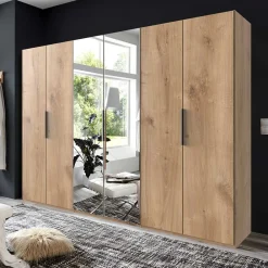 Wohnen Kleiderschränke|Kleiderschränke*6-türiger Kleiderschrank in Plankeneiche - Dagidoyo