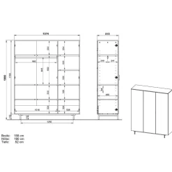 Wohnen Kinderkleiderschränke|Babyzimmerschränke*3-türiger Kleiderschrank in Grau - Suzanas