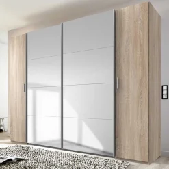 Wohnen Kleiderschränke|Kleiderschränke*4-türiger Kleiderschrank mit Spiegel Schwebetüren - Metrona