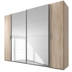 Wohnen Kleiderschränke|Kleiderschränke*4-türiger Kleiderschrank mit Spiegel Schwebetüren - Metrona
