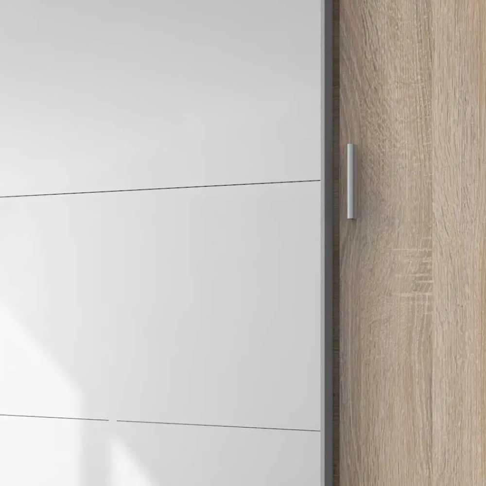 Wohnen Kleiderschränke|Kleiderschränke*4-türiger Kleiderschrank mit Spiegel Schwebetüren - Metrona