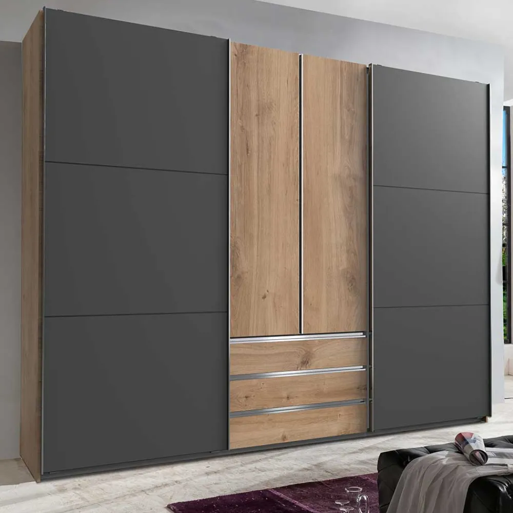 Wohnen Schränke|Kleiderschränke*4-türiger Kleiderschrank mit Dreh- & Schiebetüren - Bafata