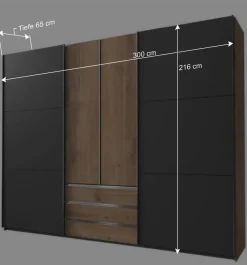 Wohnen Schränke|Kleiderschränke*4-türiger Kleiderschrank mit Dreh- & Schiebetüren - Bafata