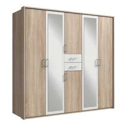 Wohnen Weiße Möbel|Glasmöbel*6-türiger Kleiderschrank mit zwei Schubladen - Coint