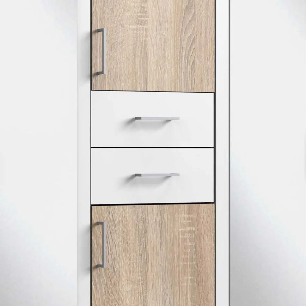 Wohnen Weiße Möbel|Glasmöbel*6-türiger Kleiderschrank mit zwei Schubladen - Coint