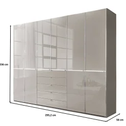 Wohnen 6-türiger Kleiderschrank mit fünf Schubladen - Nucina