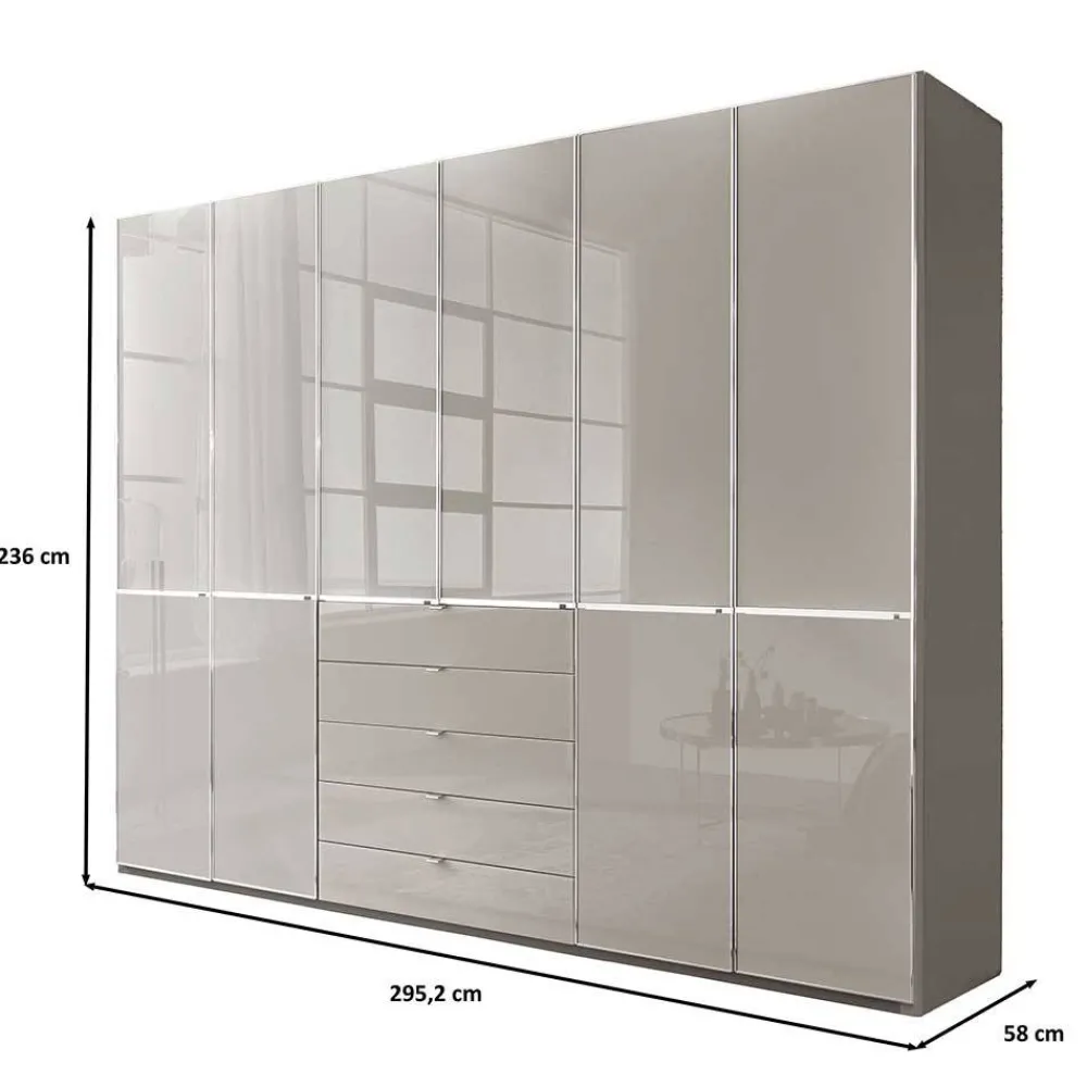 Wohnen 6-türiger Kleiderschrank mit fünf Schubladen - Nucina