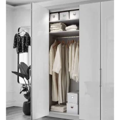 Wohnen 3-türiger Kleiderschrank mit Dreh- und Falttüren - Nujan