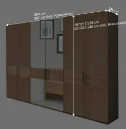Wohnen Naturholzmöbel|Kleiderschränke*6-türiger Kleiderschrank mit 2 Spiegeln - Emdsiva III