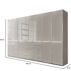 Wohnen 7-türiger Kombi-Kleiderschrank 345 cm breit - Nucina