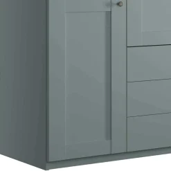 Wohnen Kleiderschränke|Kleiderschränke*4-türiger Kombi-Kleiderschrank in Graugrün - Rajavo