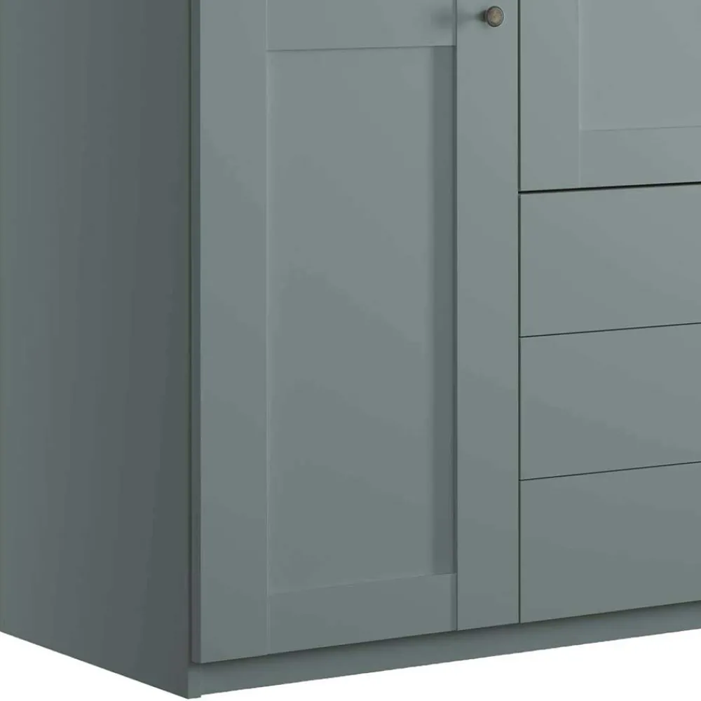 Wohnen Kleiderschränke|Kleiderschränke*4-türiger Kombi-Kleiderschrank in Graugrün - Rajavo
