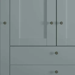 Wohnen Kleiderschränke|Kleiderschränke*4-türiger Kombi-Kleiderschrank in Graugrün - Rajavo