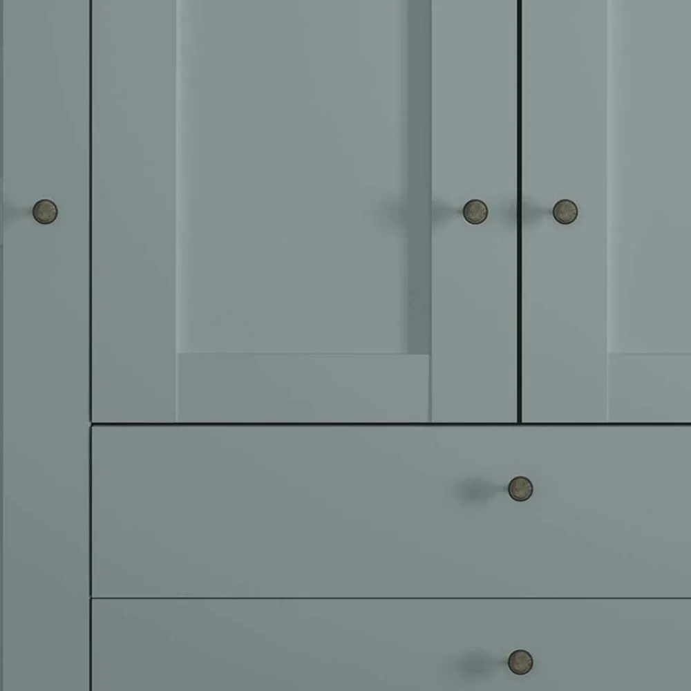 Wohnen Kleiderschränke|Kleiderschränke*4-türiger Kombi-Kleiderschrank in Graugrün - Rajavo
