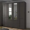 Wohnen Kleiderschränke|Kleiderschränke*4-türiger Kombi-Schlafzimmerschrank in Dunkelgrau - Mataram