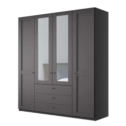 Wohnen Kleiderschränke|Kleiderschränke*4-türiger Kombi-Schlafzimmerschrank in Dunkelgrau - Mataram