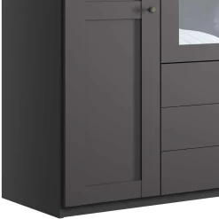 Wohnen Kleiderschränke|Kleiderschränke*4-türiger Kombi-Schlafzimmerschrank in Dunkelgrau - Mataram