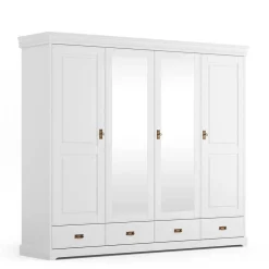 Wohnen Kleiderschränke|Kleiderschränke*4-türiger Landhausschrank in Weiß - Presto