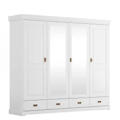 Wohnen Kleiderschränke|Kleiderschränke*4-türiger Landhausschrank in Weiß - Presto