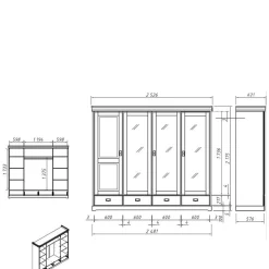 Wohnen Kleiderschränke|Kleiderschränke*4-türiger Landhausschrank in Weiß - Presto