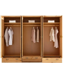 Wohnen 6-türiger Massiver Kleiderschrank mit 3 Schubladen - Inhusa