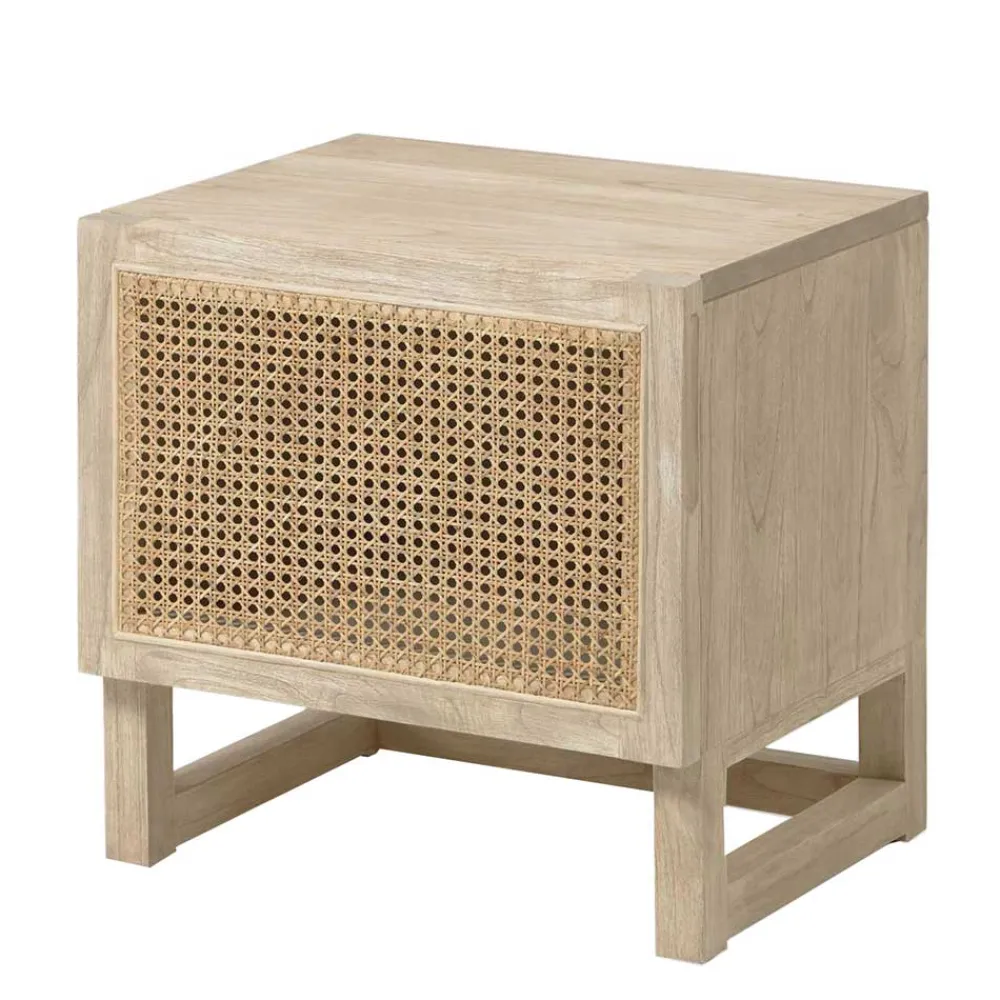 Wohnen Rattanmöbel*1-türiger Nachtschrank mit Rattan Wiener Geflecht - Bertino