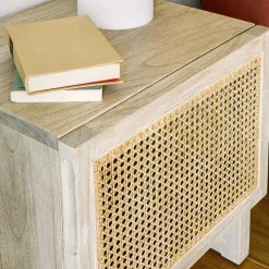 Wohnen Rattanmöbel*1-türiger Nachtschrank mit Rattan Wiener Geflecht - Bertino