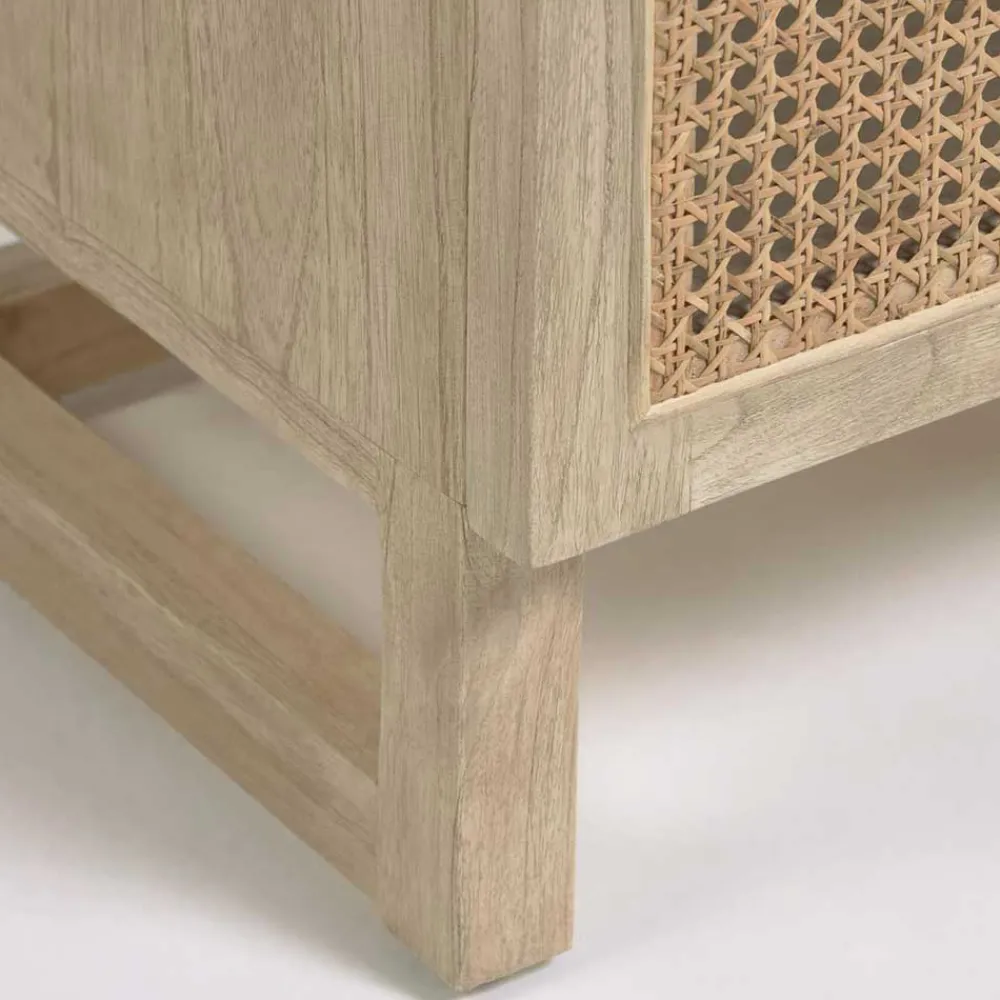 Wohnen Rattanmöbel*1-türiger Nachtschrank mit Rattan Wiener Geflecht - Bertino