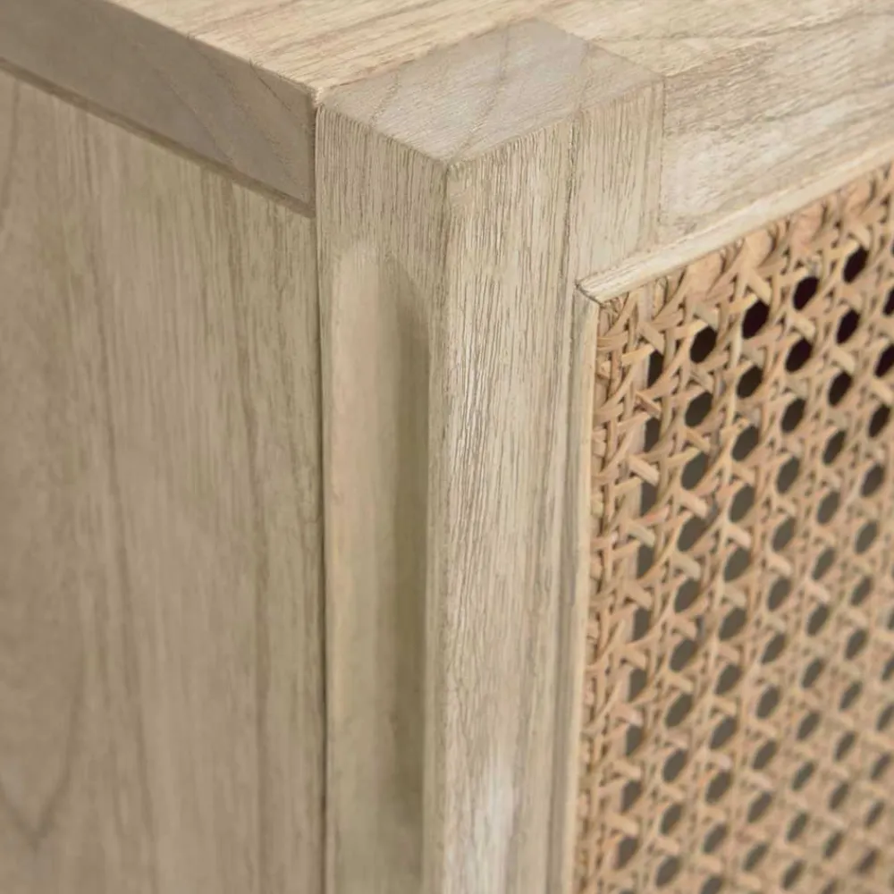 Wohnen Rattanmöbel*1-türiger Nachtschrank mit Rattan Wiener Geflecht - Bertino