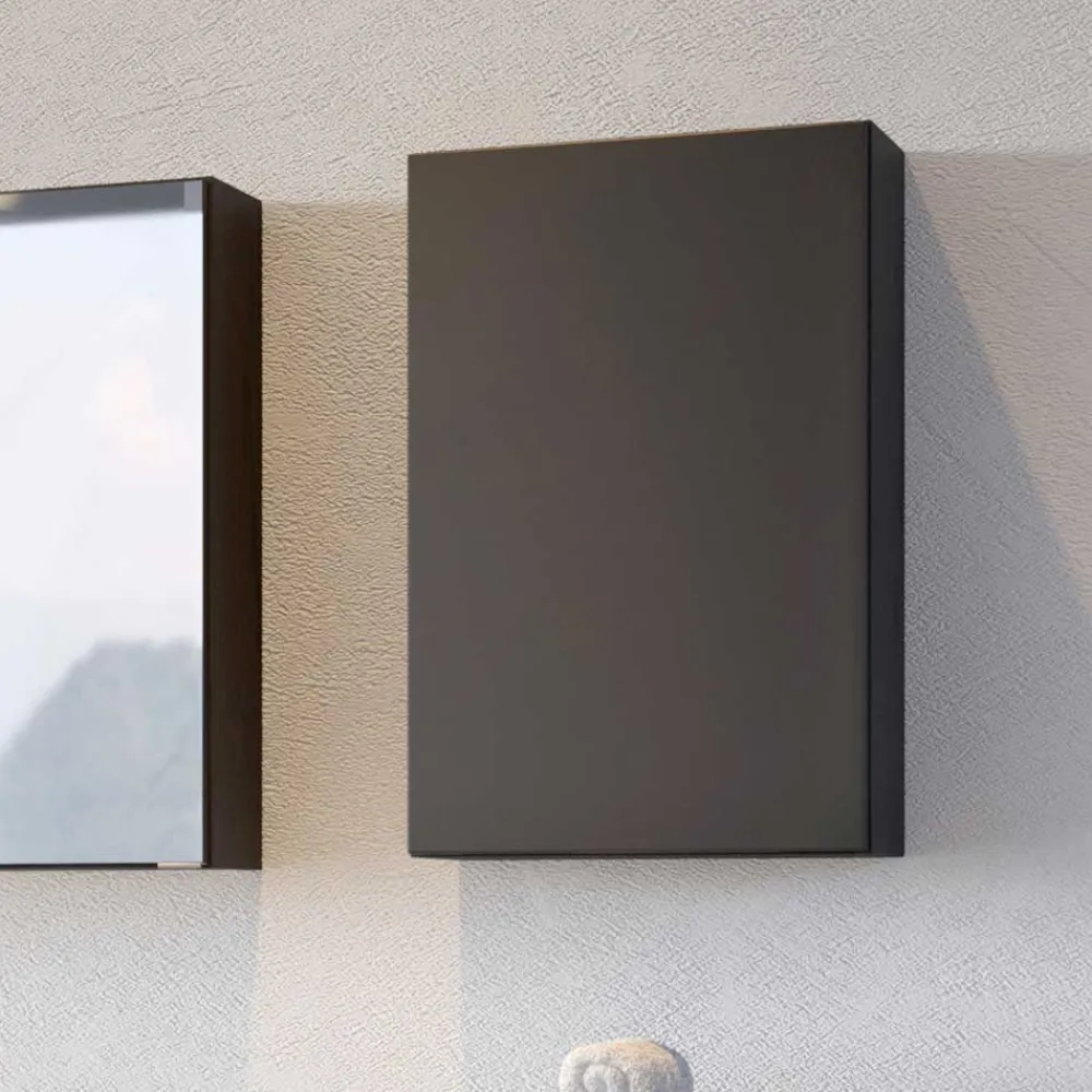 Wohnen Badschränke*1-türiger Oberschrank fürs Bad in Dunkelgrau - Noricas